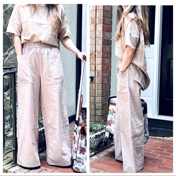 Most Fabulous Woven Cotton Front Pocket Pull on Wide Leg Pants - Picture 3 of 11